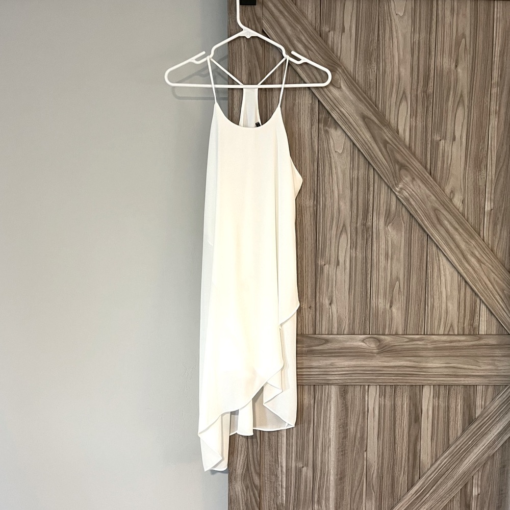 Asymmetrical gauzy white racer back dress - Picture 2 of 5